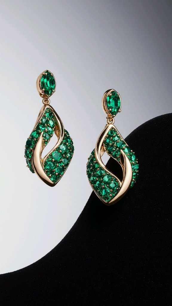 Emerald Pave Drop Earrings